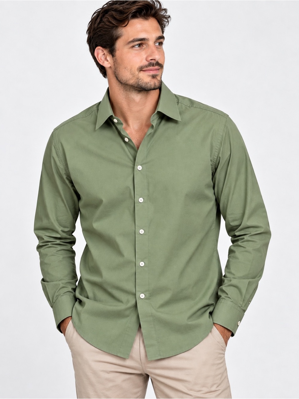 Express Men’s Sage Green Long Sleeve Button Down Shirt XL NWT